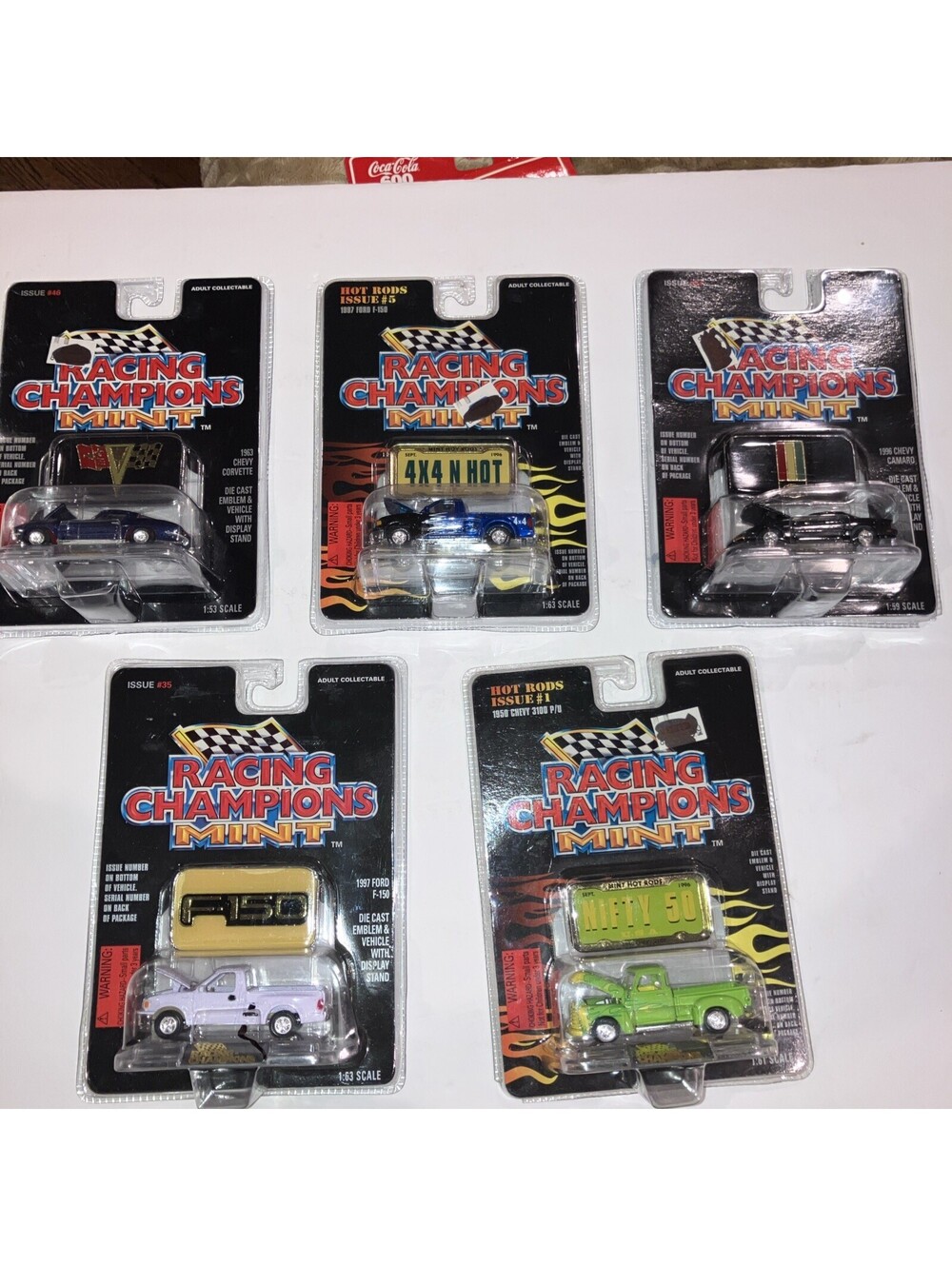 Vintage 1996 Lot Of 5 Racing Champions: Various Assortment  Mint NEW